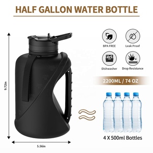 Half Gallon 2 in 1 Large Capacity Water Bottle, Leak Proof Non Slip Handle Wide Mouth Gym Portable <strong>Cup</strong> - Product Image 2