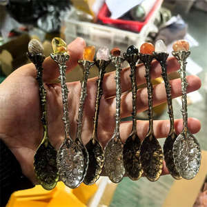 Cucharas <span class=keywords><strong>de</strong></span> Té Decorativas <span class=keywords><strong>de</strong></span> Aleación <span class=keywords><strong>de</strong></span> Cristal Multicolor al por Mayor, Cucharas <span class=keywords><strong>de</strong></span> Café <span class=keywords><strong>de</strong></span> Aleación con Piedras <span class=keywords><strong>de</strong></span> Cristal, Cucharas <span class=keywords><strong>de</strong></span> Bruja para Regalo - Product Image 5