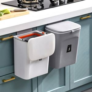 Kitchen Garbage Can Wall Mounted Waste <b>Bin</b> <b>Plastic</b> <b>Bins</b> Kitchen Hanging <b>Bathroom</b> Wholesale Wall-Mounted Sliding Lid Trash Can - Product Image 1