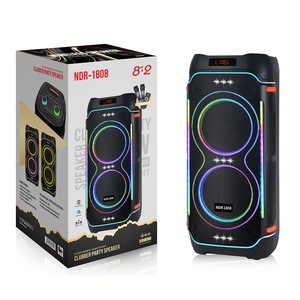 <span class=keywords><strong>NDR</strong></span>-1808 Altavoces Duales con Luces RGB de Colores, <span class=keywords><strong>2</strong></span> Micrófonos, Control Remoto, Audio Inalámbrico Portátil de 100W para Exteriores, Cine en Casa y Fiestas - Product Image 1