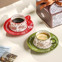 Ensemble tasse et soucoupe à café de style américain rétro - Haute couture - Instagram-worthy - Pour les couples et le goûter des dames