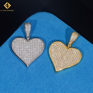 Pendentif Unisexe en Argent 925 Plaqué Or, Certifié GRA, avec Moissanite Cœur Iced Out Style Hip Hop – Expédition Rapide, Stock Local - Product Image 4