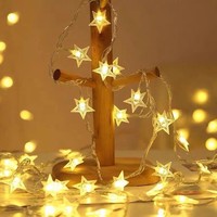 Guirnalda de Luces LED Multicolor con Forma de Estrella, Funciona con Pilas y USB, Luces Decorativas para Dormitorio, Fiestas y Días Festivos