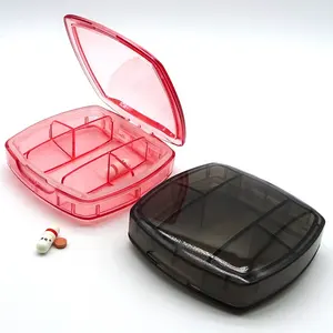 5 Fächer Transparent Red Mini Tragbare Pillen etui
