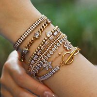 Bracelets tendance en acier inoxydable plaqué or 18 carats avec diamants pour femmes, accessoires de mode, design mixte, bracelet en pierre naturelle pour femmes