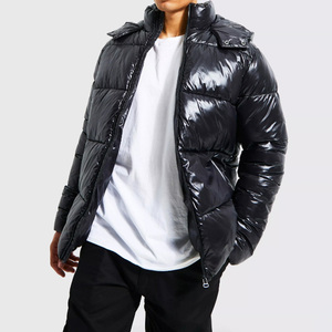 Wholesale Design Fashion Custom Logo Hooded <strong>Puffer</strong> <strong>Jacket</strong> Oversized Parka Down Bubble Winter Thick Men Shiny <strong>Puffer</strong> <strong>Jacket</strong> - Product Image 1