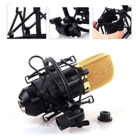 Support anti-choc pour Microphone, 2 pièces, Clip fixe, noir, or, vert, métal et plastique, CN/GUA