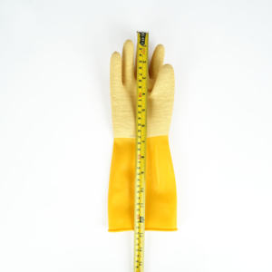 Sarung Tangan Lateks Telapak Putih Manset Kuning - Anti Selip Berkerut, Tahan Asam/Alkali untuk Industri Kimia dan Memancing - Product Image 4