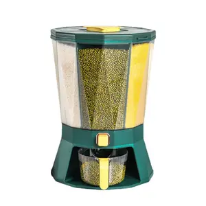4-grid Rotatable Air Tight Food Storage, Cereal Dispenser, Rice Dispenser,  Multipurpose Food Storage Container Colour: Green 