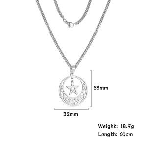 Colgante Vintage de acero inoxidable con nudo <span class=keywords><strong>celta</strong></span> para mujer, collar con colgante de pentagrama chapado en oro Real, dijes de ACLE culo, regalos - Product Image 6