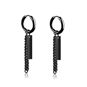 Wholesale Stainless Steel Ear <strong>Stud</strong> Chain Ear Clip Dangle Piercing Jewelry Punk Cross Black <strong>Earrings</strong> for <strong>Men</strong> Women - Product Image 2