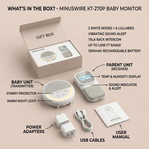 Monitor de Bebé Inalámbrico con Alerta Vibratoria, Indicador de Nivel de Sonido LED, Luz Nocturna Estrellada y Detección de Temperatura Ambiente - Product Image 3