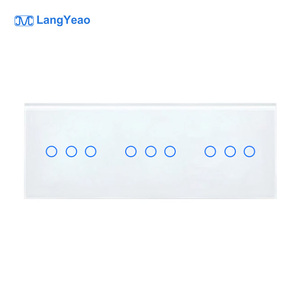 Interruptor de pared de Panel táctil WiFi tipo 225, indicador LED 10A Max. ABS Google Home Alexa para Tuya APP Control Retro 3/4/5/6/7/8/9 Gang - Product Image 1