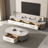 2025 maison Table basse meuble TV ensemble lumière luxe haut de gamme ardoise Simple Design moderne pour petit salon meubles pour la maison