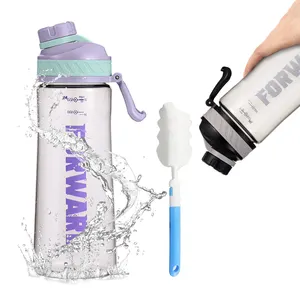 زجاجة مياه بلاستيكية من بلاستيك غير قابل للتسرب مزودة بسعة 620 مل أو 750 مل وفوهة واسعة خالية من مادة BPA وبدون رائحة