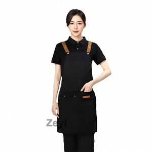 ผ้ากันเปื้อนเชฟกันน้ำพิมพ์โลโก้ได้ แขนถอดได้ มีกระเป๋า ปรับขนาดได้ ผ้าแคนวาสอย่างดี สำหรับผู้ชายและผู้หญิง พร้อมกระเป๋า - Product Image 5