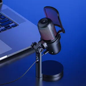 Mikrofon berkualitas tinggi profesional, mikrofon speaker bawaan untuk mikrofon kondensor wawancara game