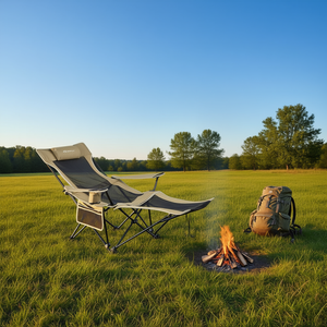 Chaise longue de camping réglable avec repose-pieds amovible, dossier haut, structure en aluminium, pour usage extérieur - Product Image 2