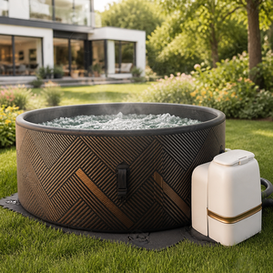 Piscine gonflable ronde pour <span class=keywords><strong>spa</strong></span> chaud, 6 personnes, portable, avec jets d'air et massage par bulles, avec couverture isolante pour la détente sur la terrasse - Product Image 4