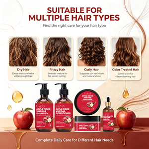 Champú y Acondicionador de Vinagre de <span class=keywords><strong>Sidra</strong></span> de Manzana <span class=keywords><strong>Natural</strong></span> Sin Sulfatos con Aceite de Argán, Romero y Aceite de Ricino, Set para el Cuidado del Cabello, Venta al Por Mayor Personalizada - Product Image 3