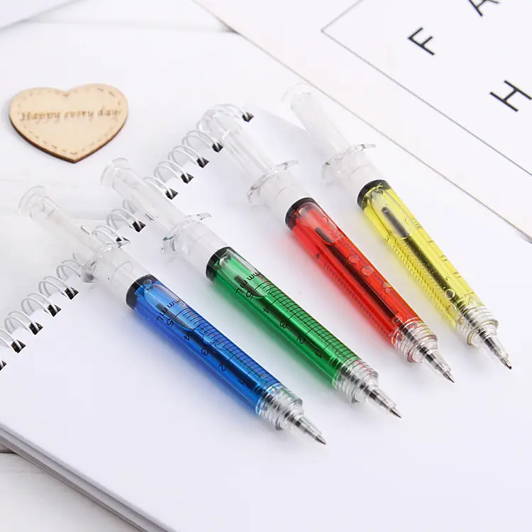 Sy84 Gepersonaliseerde Plastic Pen Nieuwigheid Injectie Naaldpen Promotie Fancy Spuit Plastic Pen