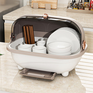 GREENSIDE Boîte de <span class=keywords><strong>rangement</strong></span> de vaisselle anti-poussière pour armoire St Kitchen Table Bowl Baguettes Drain Basket for Renting House - Product Image 2