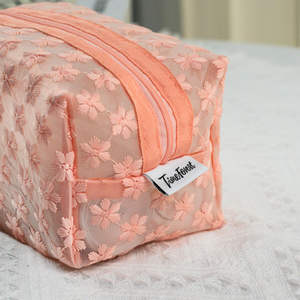 TimeForest Custom Pink Pencil Mesh <b>Toiletry</b> for Makeup <b>Woman</b> Cosmetic Pouch <b>Bag</b> - Product Image 3