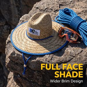 Wholesale Summer Sunshade Sombrero Natural Grass Lifeguard <b>Straw</b> <b>Hats</b> Custom Logo Patch Surf Safari Panama Beach <b>Straw</b> <b>Hat</b> - Product Image 1