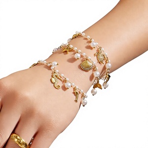 Bracelet en acier inoxydable plaqué or de la série Mili Ocean, incrusté de zircon et de pierres naturelles, légèrement luxueux, cadeau haut de gamme pour femmes - Product Image 1