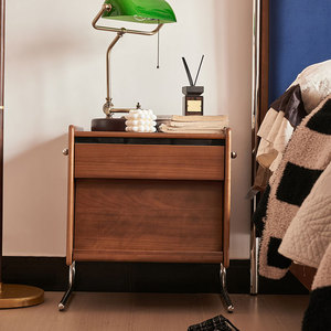 Nordic Modern Bedroom Bed Storage <b>Side</b> <b>Table</b> With 2-<b>Drawer</b> Metal Legs Apartment-Friendly Floating Nightstand K117 Modern Design - Product Image 4