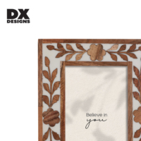 Bingkai Foto Kayu Motif Daun Bunga Vintage DX Designs 4x6 5x7 8x10 Inch, Bingkai Gambar Boho Buatan Tangan untuk Hiasan Rumah
