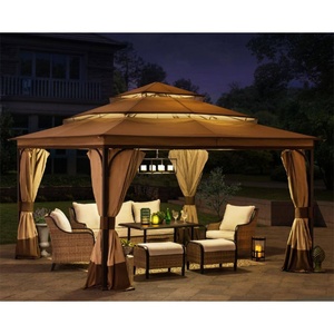 Tente pyramidale d'extérieur en stock, 12x12, trois couches, moustiquaire imperméable en polyester avec poteaux métalliques pour cour et environnement extérieur - Product Image 2