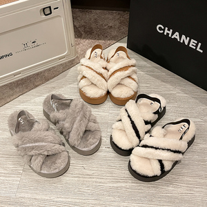 รองเท้าแตะผู้หญิงขนนุ่มกันลื่น - Product Image 1