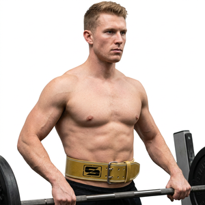 Premium Quality Strong Adjustable Comfortable Soft Non-Slip Real Cowhide Leather <b>Belt</b> for Gym Weightlifting Training Fitness - Product Image 1