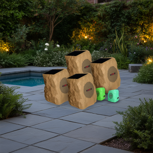 Enceintes de jardin S Core Outdoor Rock, 4 pièces, alimentées par énergie solaire, étanches, Bluetooth, avec lumière RGB - Product Image 2