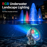Lumière de fontaine LED en acier inoxydable, contrôle RGB DMX512 sous-marin pour piscine paysagère
