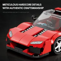 Reobrix 828 298 pièces Supercar technique MOC, modèle de voiture de course sportive rouge classique, jouet de construction DIY en briques, ensembles de blocs de construction pour enfants pour les fêtes