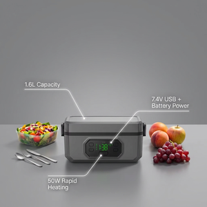 Chauffe-plat rechargeable 50W à charge rapide, grande capacité, avec poignée, couverts, boîte à lunch électrique sans fil pour le travail en extérieur - Product Image 2