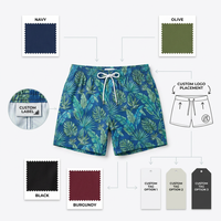 Shorts de plage personnalisés à séchage rapide pour hommes, imprimés tropicaux, OEM, maillots de bain botaniques pour l'été, vente en gros