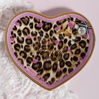 Assiettes en céramique personnalisées 2026, motif léopard, en forme de cœur, vaisselle rose en dentelle, idéales pour les fêtes