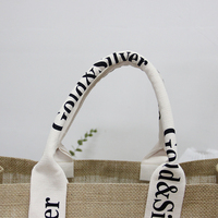 Sac fourre-tout de luxe en toile de jute et lin réutilisable pour femme, idéal pour la plage, avec impression personnalisée – Cadeau tendance