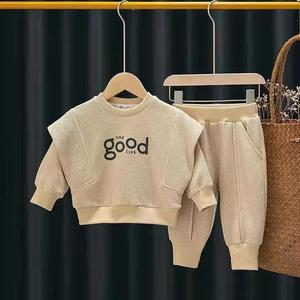 OEM ODM Vêtements pour enfants garçon fille unisexe en coton gaufré confortable ensembles de vêtements pour bébés garçons en deux pièces - Product Image 2