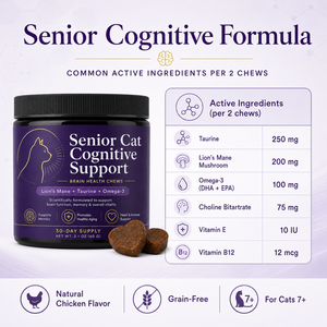 Feline Neuro-Support Soft Chews : Formule Cognitif Avancée <span class=keywords><strong>avec</strong></span> Crinière <span class=keywords><strong>de</strong></span> <span class=keywords><strong>Lion</strong></span> et Oméga-3 pour le Soutien <span class=keywords><strong>de</strong></span> la Mémoire et <span class=keywords><strong>de</strong></span> la Concentration chez les Chats Seniors - Product Image 6