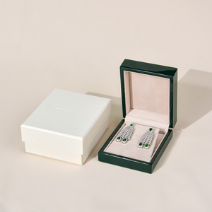 Luxury Rectangle Green Wooden Jewelry Box Custom Logo Premium Packaging Embossed Button Closure <b>Rings</b> Necklaces Earrings Bangles - Product Image 4