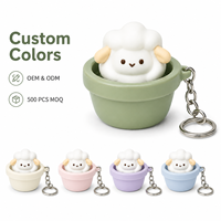 Porte-clés anti-stress 2-en-1 en PVC imprimé personnalisé en forme de mouton, vente en gros d'usine