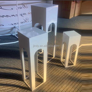 Luxe witte metalen cilinder desserttafel zwarte presentatiestand taartplateau voor bruiloftdecoratie - Product Image 4