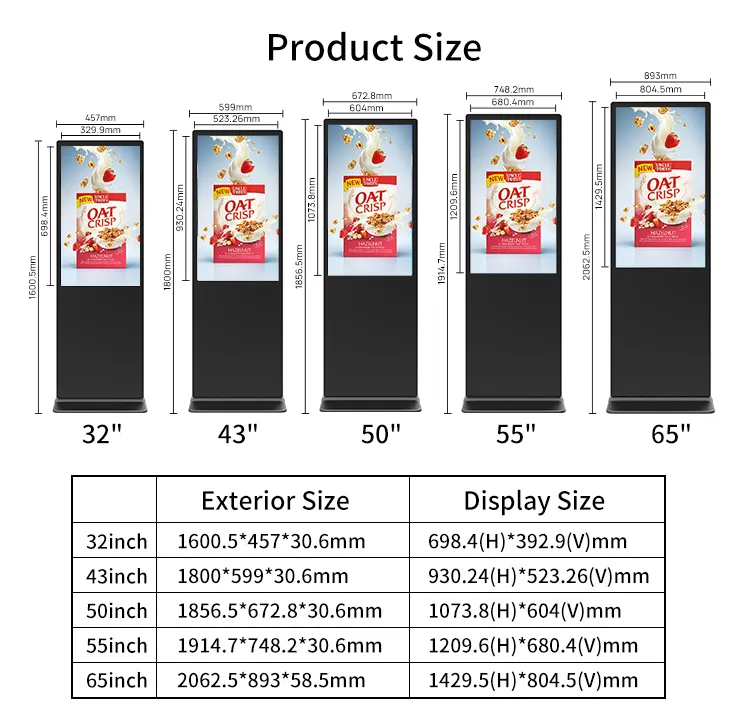 AD LCD Smart Advertising Player shop bus digital signage 32 43 50 55 65 inch freestanding digital signage