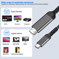 Cable adaptador HDMI tipo C de 2M compatible con resolución de 4K60Hz para dispositivos IOS, portátil/PC/teléfono móvil, TV/HDTV, lámina de proyección