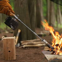 Lampe torche de camping extérieure à flamme longue portée, pistolet pulvérisateur en acier inoxydable, chalumeau pour brûler les poils de porc, poignée droite en bois, portable et détachable