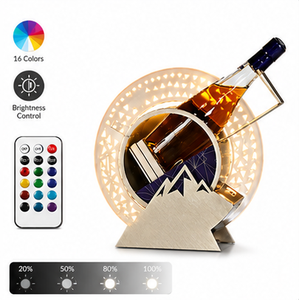 Porte-bouteilles à vin moderne avec éclairage LED et design montagne, support métallique pour bouteilles, idéal pour les fêtes et les bars - Product Image 5